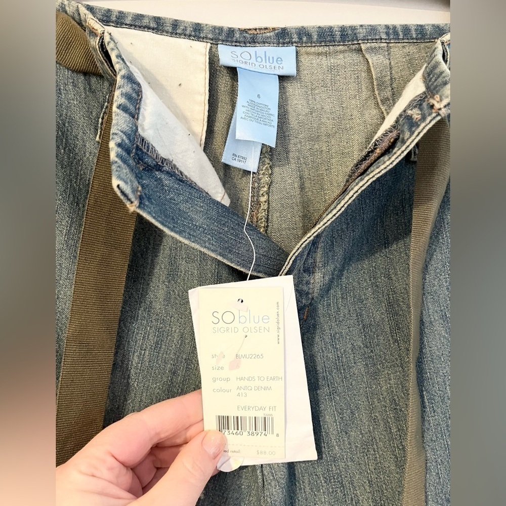 Sigrid Olsen SO Blue denim jeans with ribbon belt NWT - Picture 4 of 5